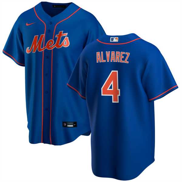 Mens New York Mets #4 Francisco Alvarez Royal Cool Base Stitched Baseball Jersey Dzhi